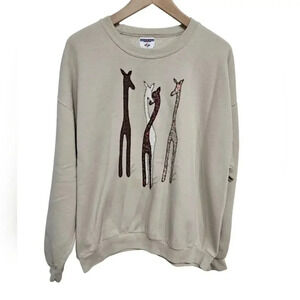 Vintage Quilted Patchwork Giraffe Oversized Crewnexk Sweatshirt XL